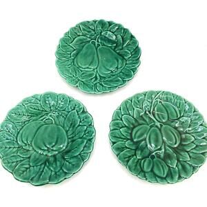 French Sarreguemines Majolica Pottery Plates